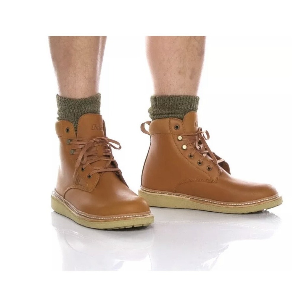 NEW Olukai Men's Kilakila Durable Leather Work Boots Coconut Husk Brown US 13 - Picture 2 of 12